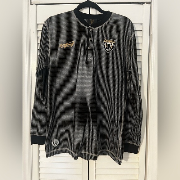 Guinness Long Sleeve Henley Striped T-Shirt - Picture 1 of 9